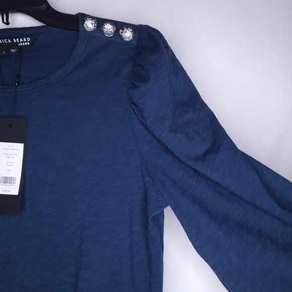 Veronica Beard Top Small Blue Meg Petrol Pima Cotton NWT - Picture 4 of 12